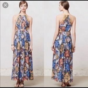 Anthropologie Ranna Gill patchwork print embroidered and stud maxi dress (P5)